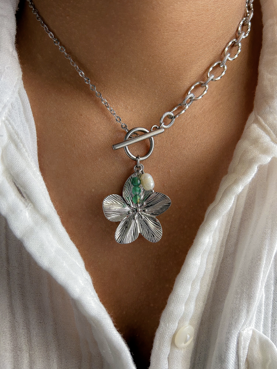 Collier FLORA Agate verte - Équilibre, stabilité, protection