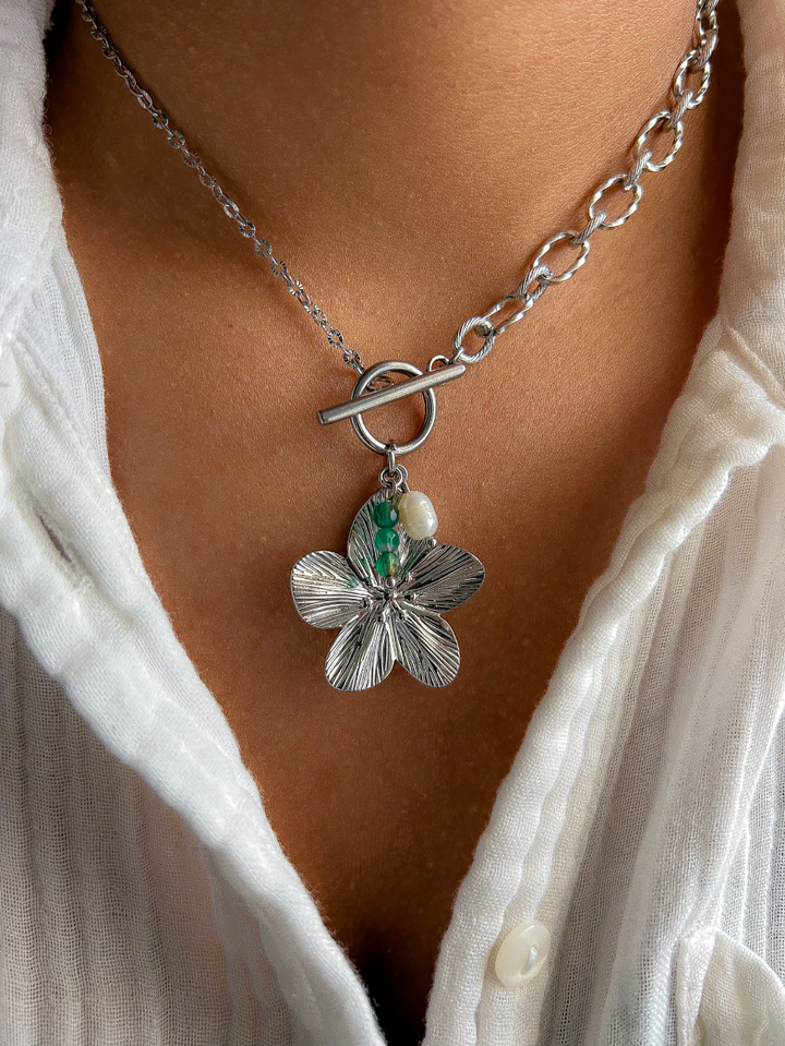 Collier FLORA Agate verte - Équilibre, stabilité, protection