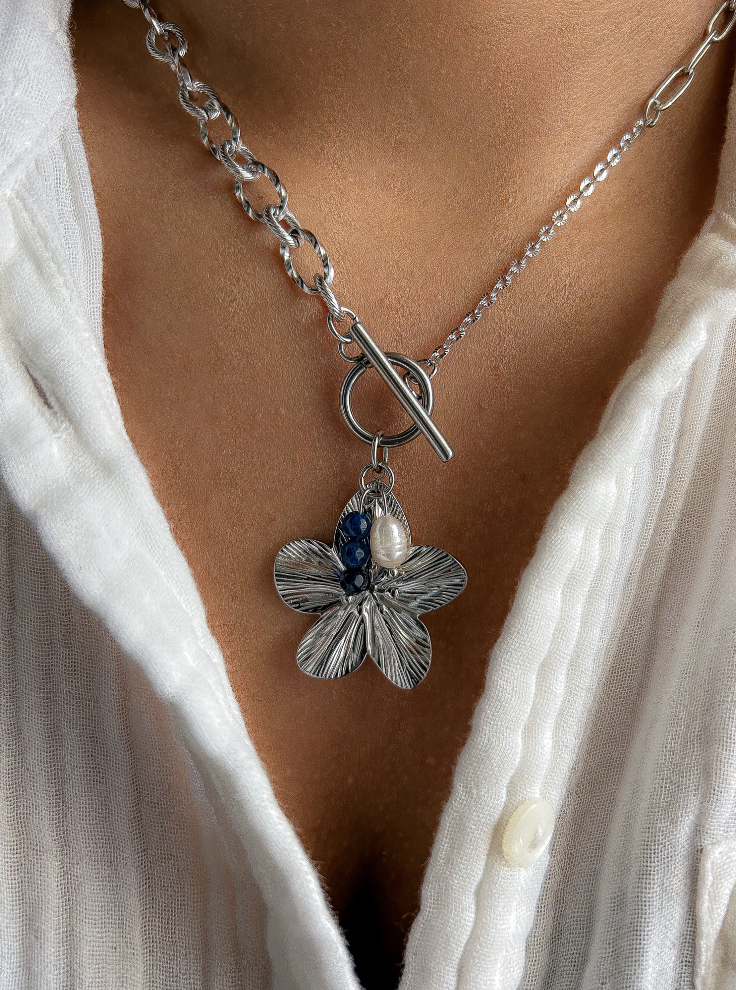 Collier FLORA Agate bleue - Clarté mentale, calme intérieur, confiance