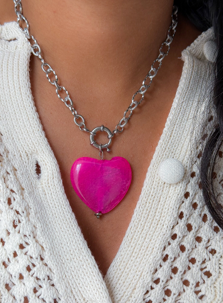 Collier MARIA Pierre d'Agate rose - Libération émotionnelle, amour de soi, confiance