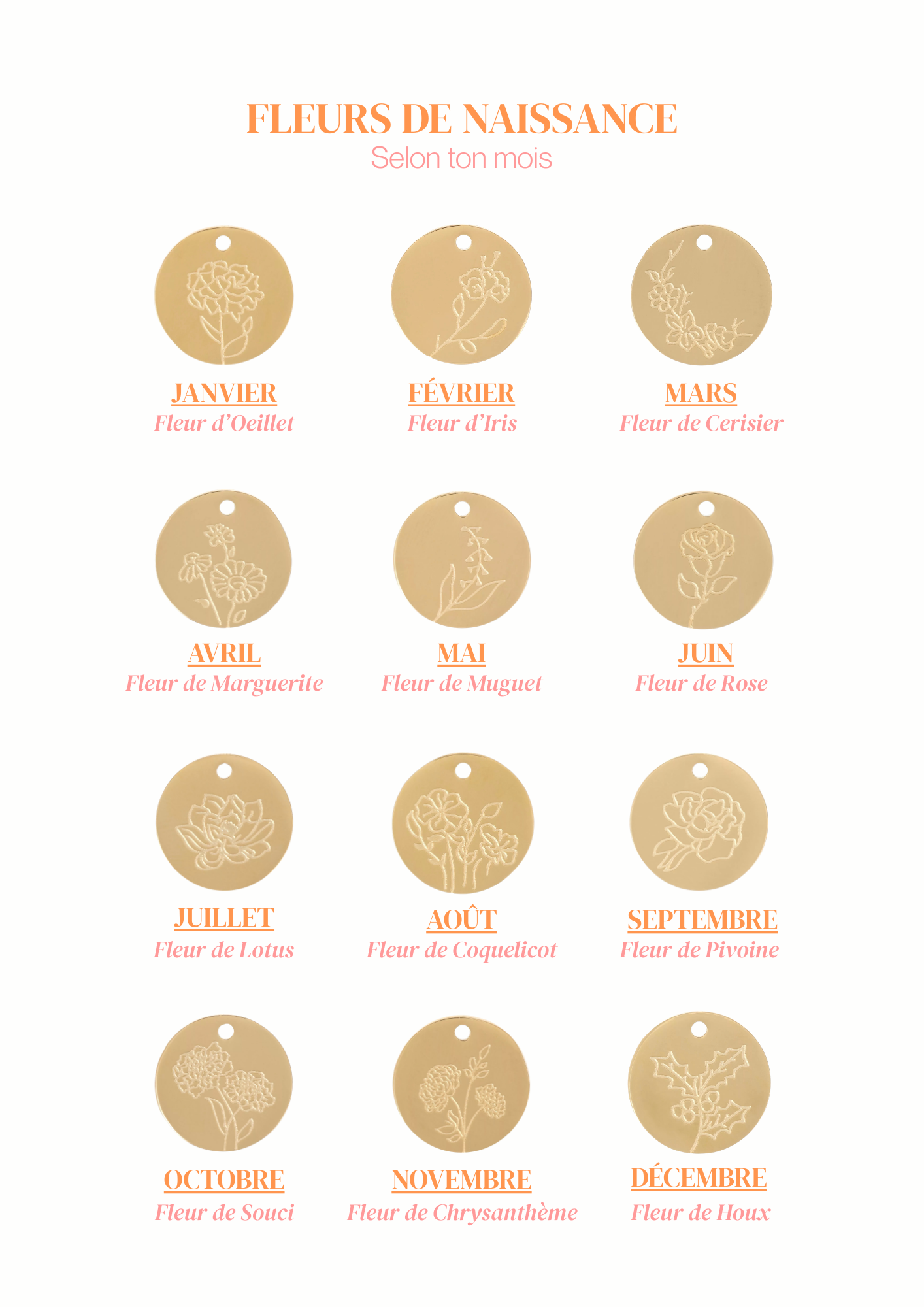 Collier CAMÉLIA personnalisable Fleur de Naissance - Améthyste : Protection, lâcher-prise, clarté mentale