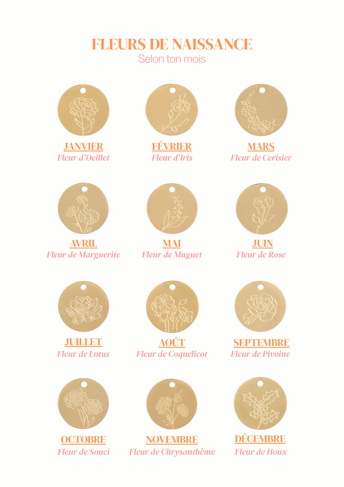 Collier CAMÉLIA personnalisable Fleur de Naissance - Améthyste : Protection, lâcher-prise, clarté mentale