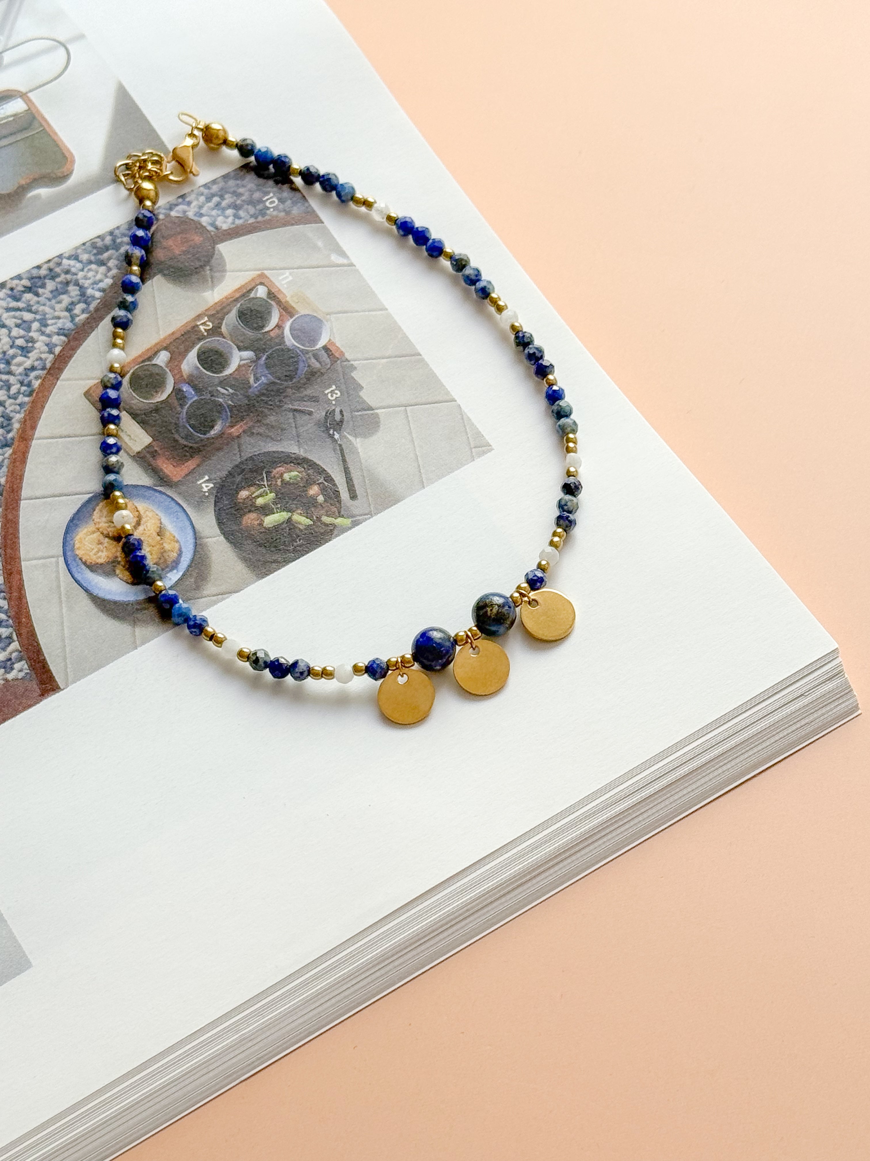 Bracelet de cheville MARJORIE - Lapis Lazuli & Pierre de Lune