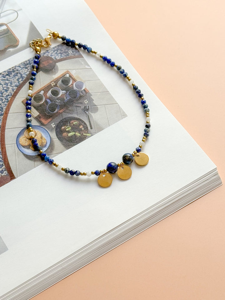 Bracelet de cheville MARJORIE - Lapis Lazuli & Pierre de Lune