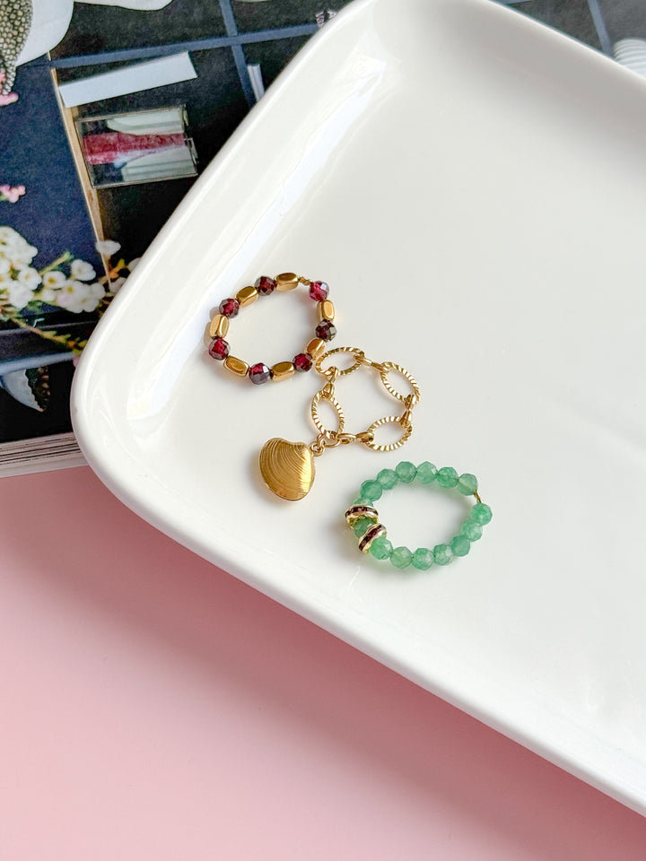 Bagues de birks - Grenat & Aventurine