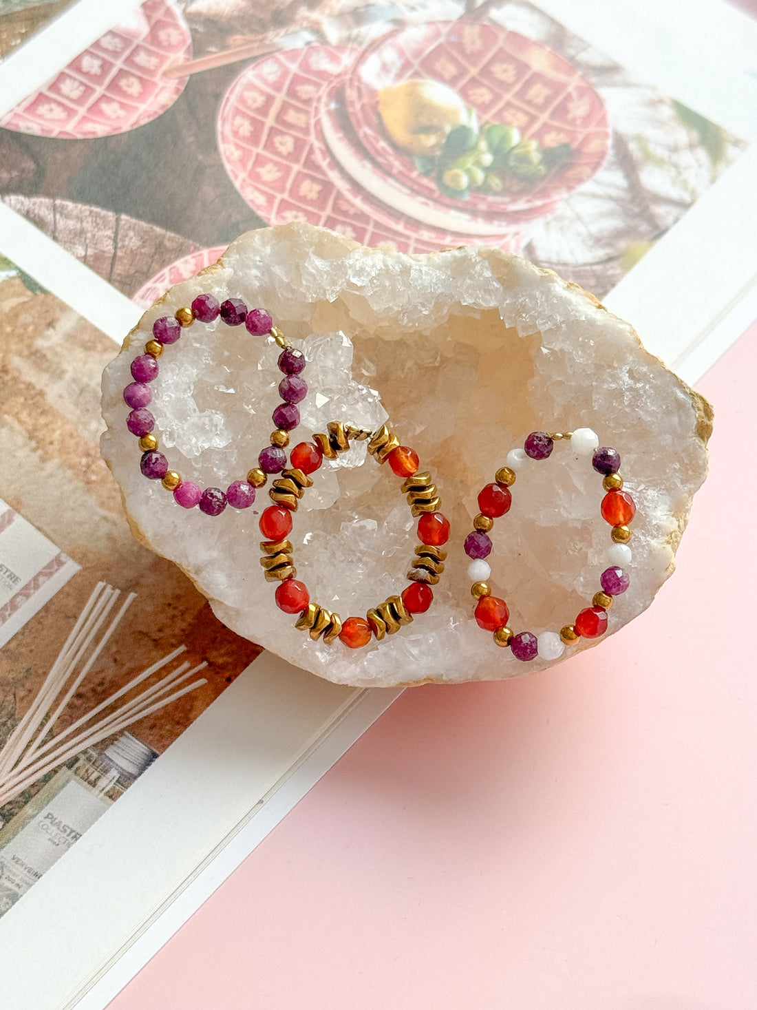 Bagues de birks - Rubis, Agate orange et Pierre de Lune