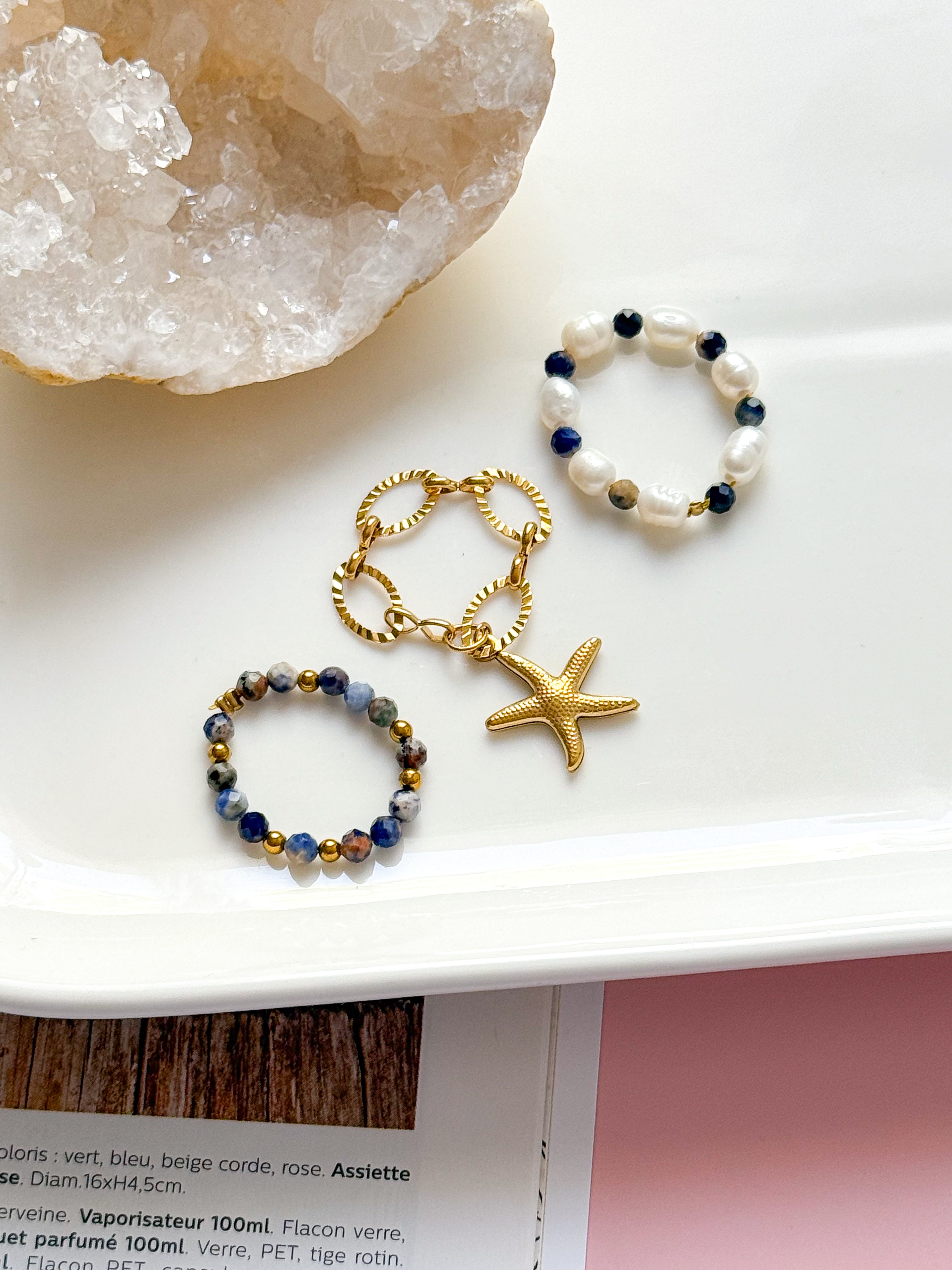 Bagues de birks - Sodalite & Perle d'eau douce