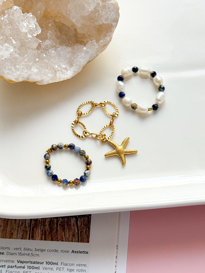 Bagues de birks - Sodalite & Perle d'eau douce