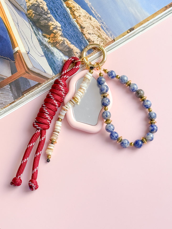 Porte-clés grigris SOLANGE doré - Sodalite