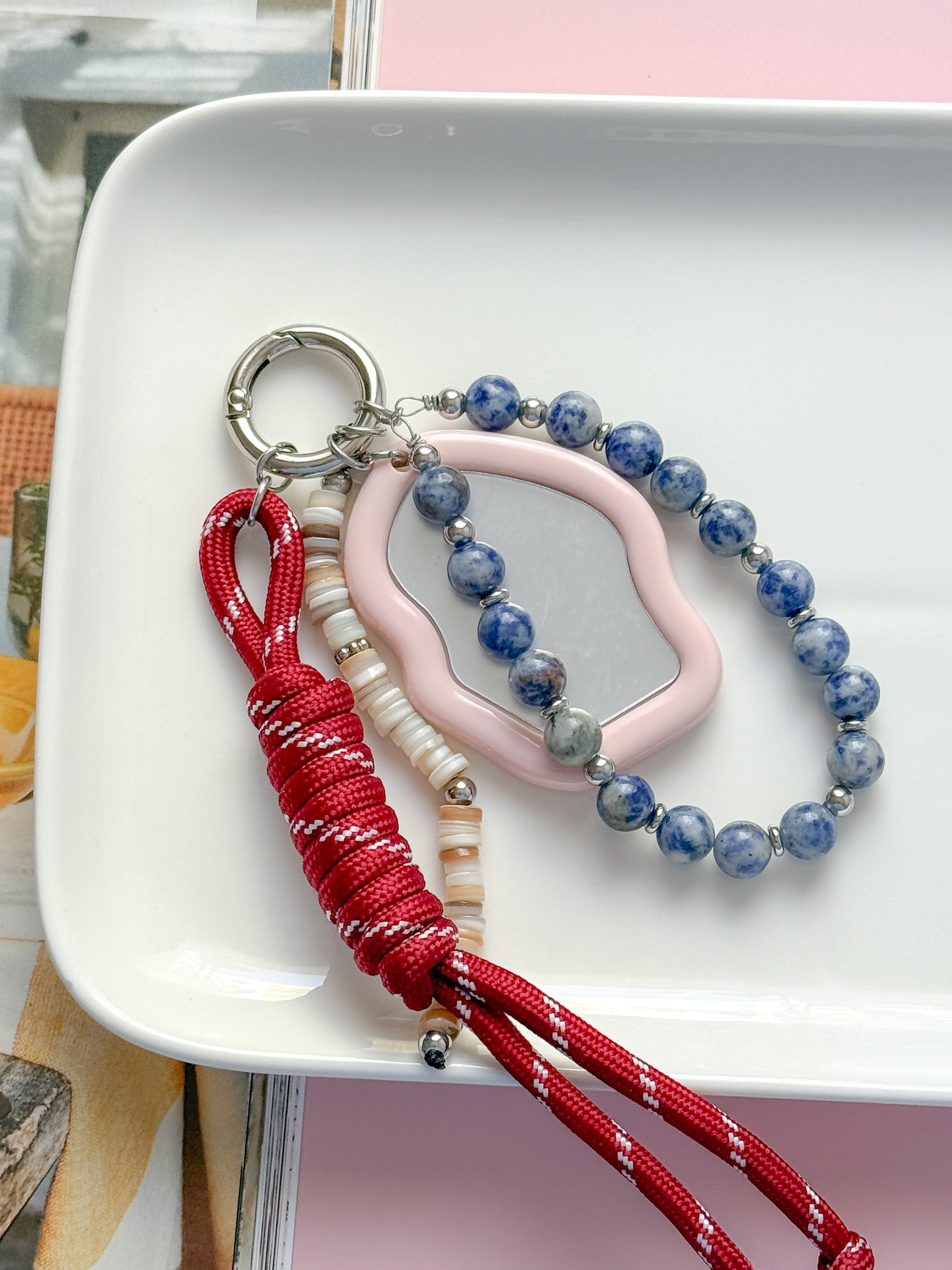 Porte-clés grigris SOLANGE argenté - Sodalite
