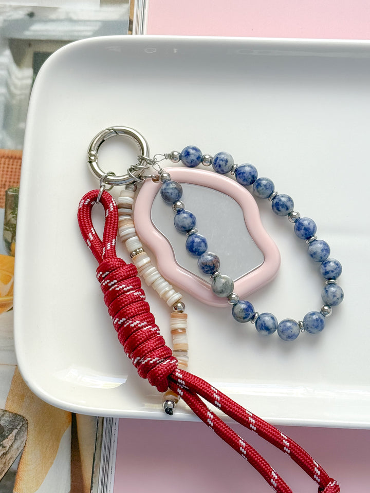 Porte-clés grigris SOLANGE argenté - Sodalite