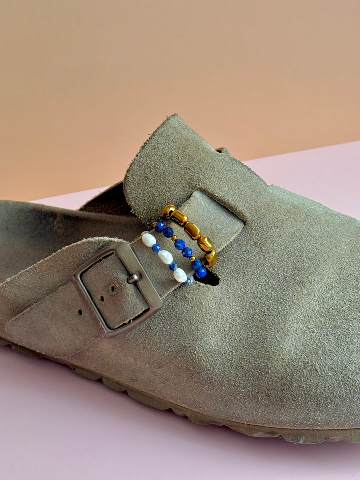 Bagues de birks - Perle d'eau douce & Lapis lazuli