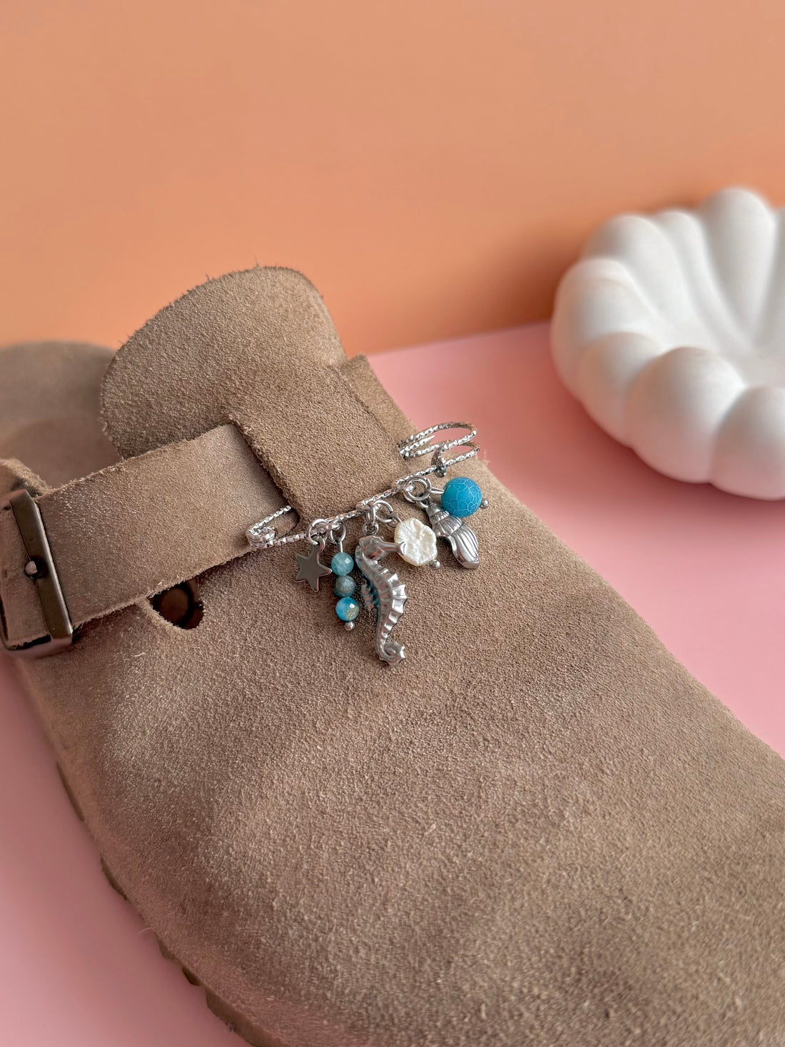 Épingle/broche SOFIA argent - Agate bleue, Apatite & Perle d'eau douce