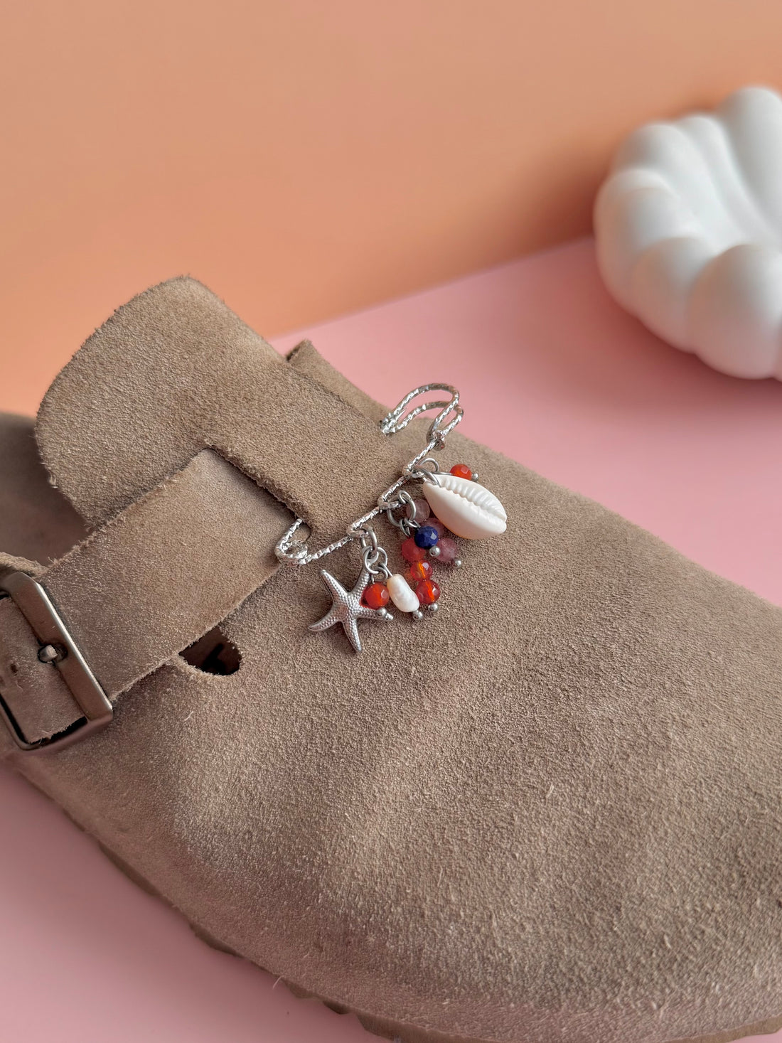 Épingle/broche MAGUETTE - Agate orange, Lapis Lazuli, Quartz fraise & Perle d'eau douce
