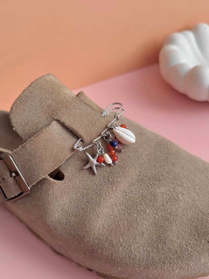 Épingle/broche MAGUETTE - Agate orange, Lapis Lazuli, Quartz fraise & Perle d'eau douce