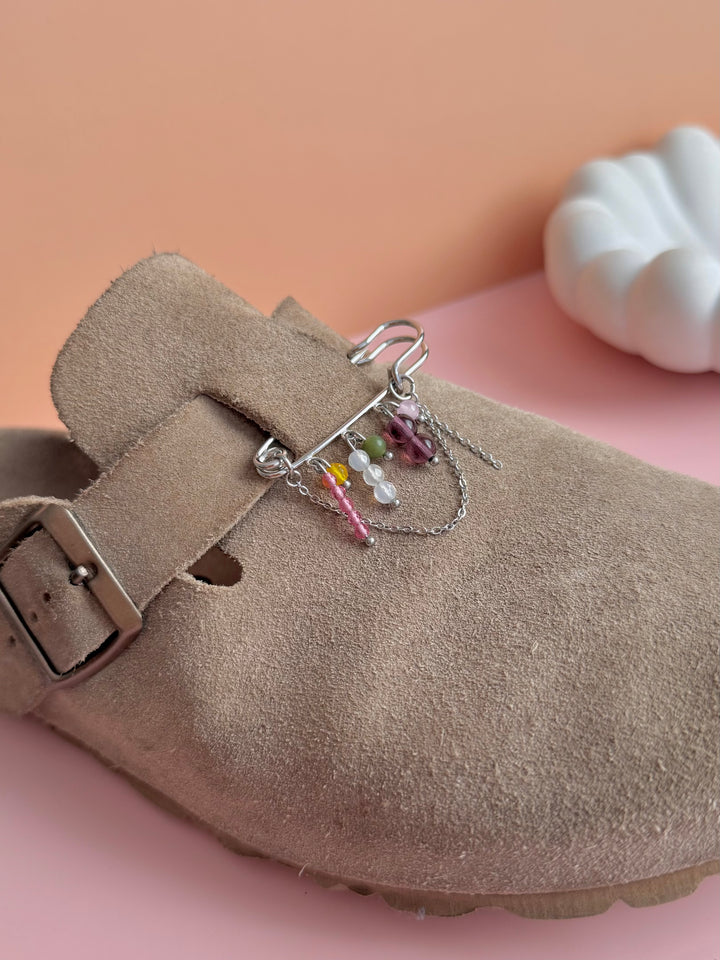 Épingle/broche ENOLA - Pierre de Lune, Quartz jaune, Quartz rose & tutti quanti