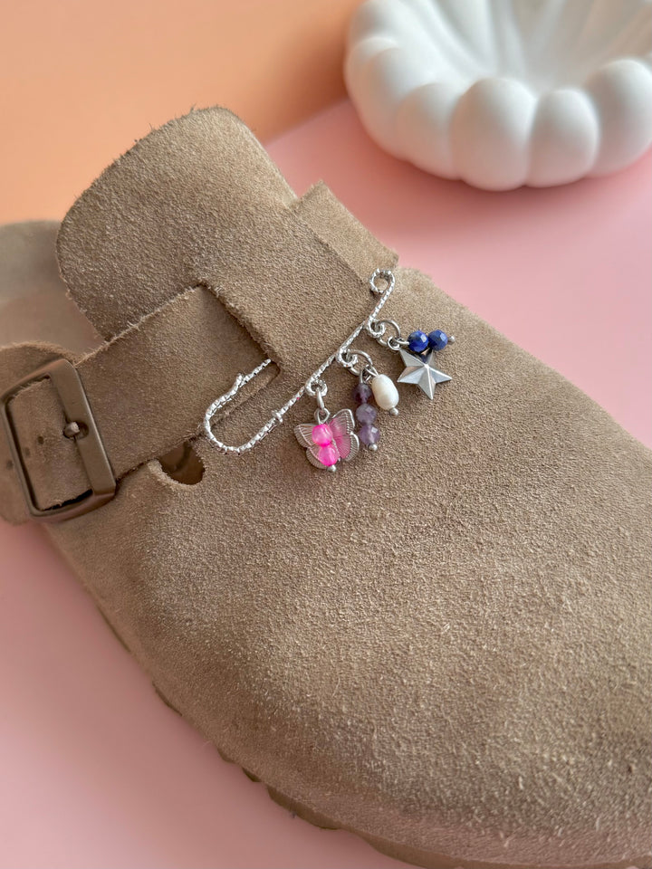 Épingle chaussures TINA - Agate rose, Lapis Lazuli & Améthyste