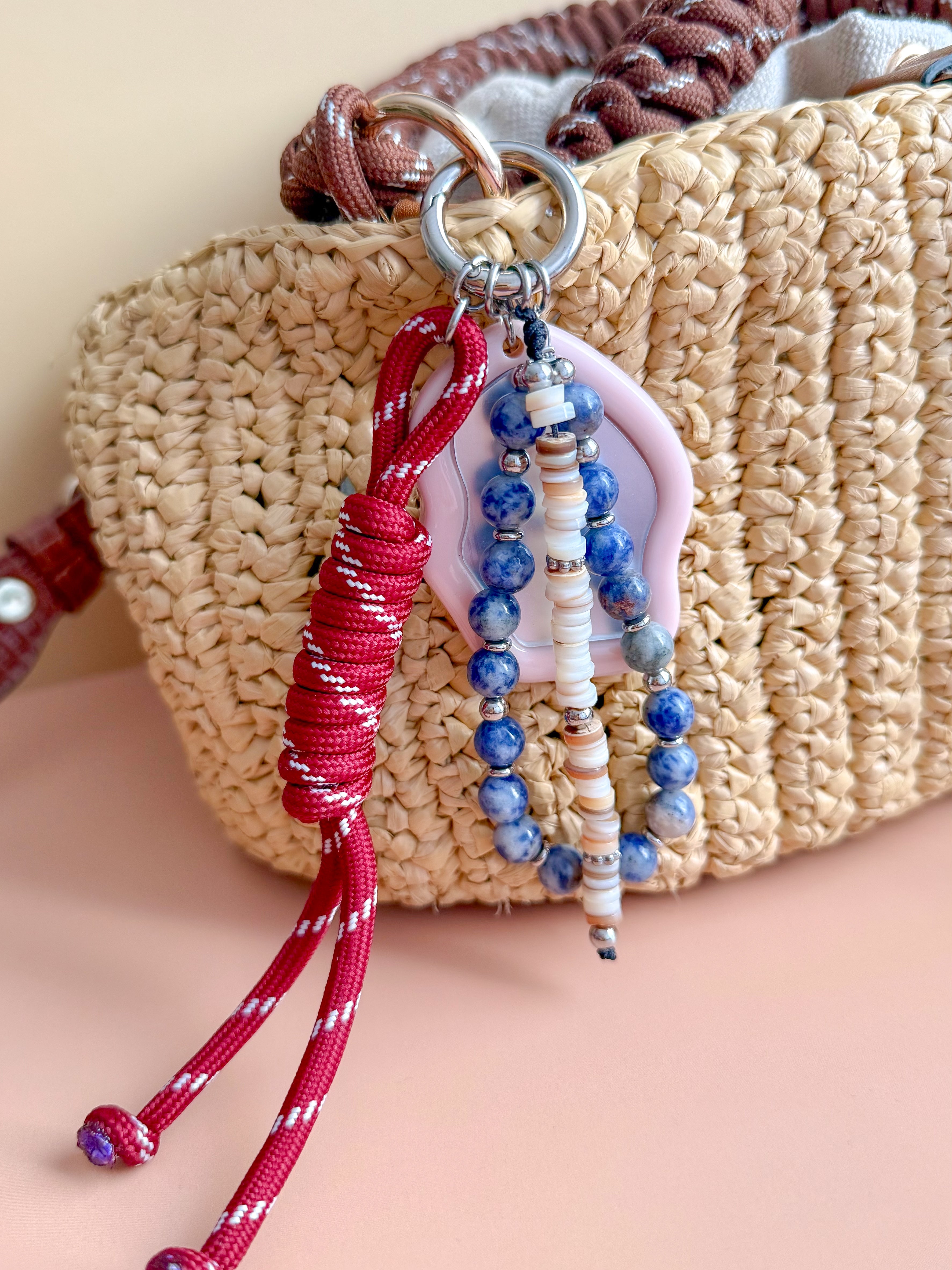 Porte-clés grigris SOLANGE argenté - Sodalite