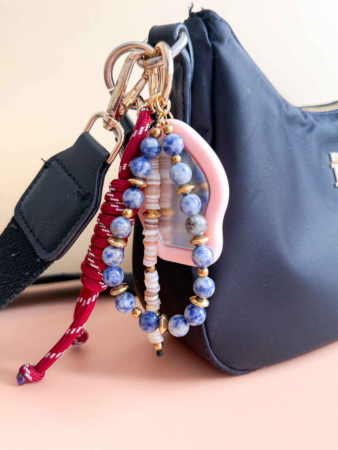 Porte-clés grigris SOLANGE doré - Sodalite