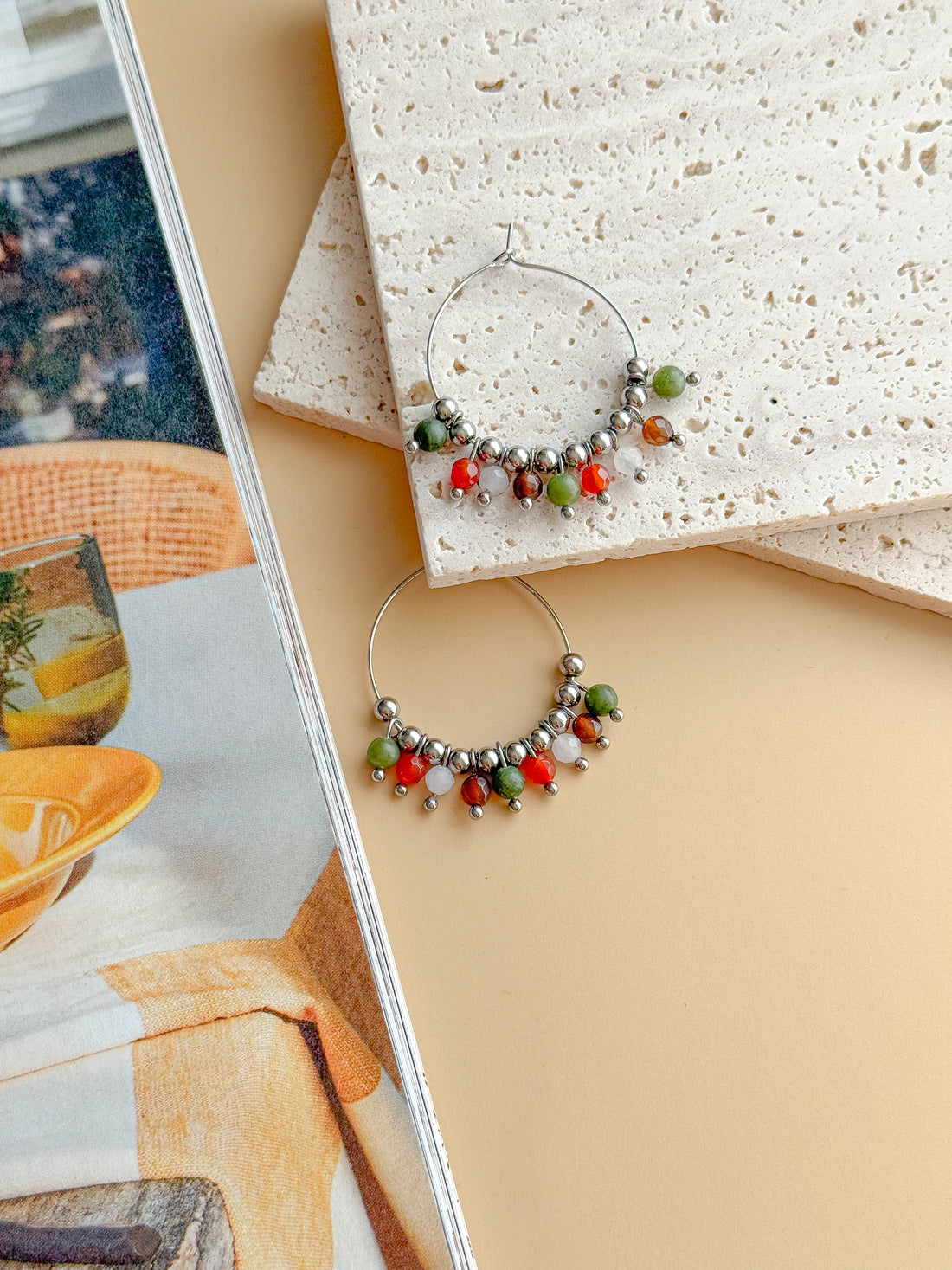 Créoles SOPHIE Agate & Serpentine - Ancrage, libération des blocages, équilibre émotionnel