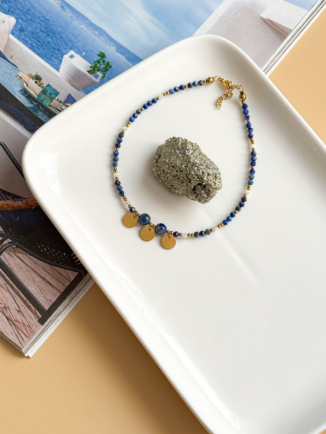 Bracelet de cheville MARJORIE - Lapis Lazuli & Pierre de Lune