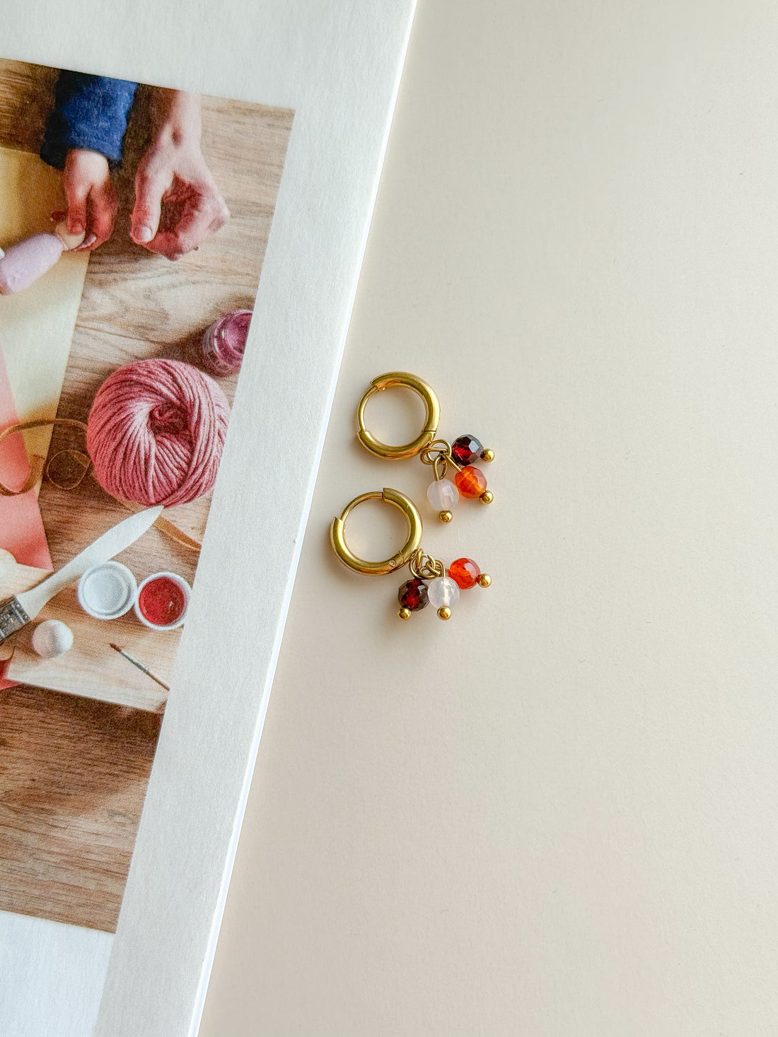 Boucles ZOÉ Quartz/Agate/Pierre de Lune - Passage à l'action, motivation, intuition