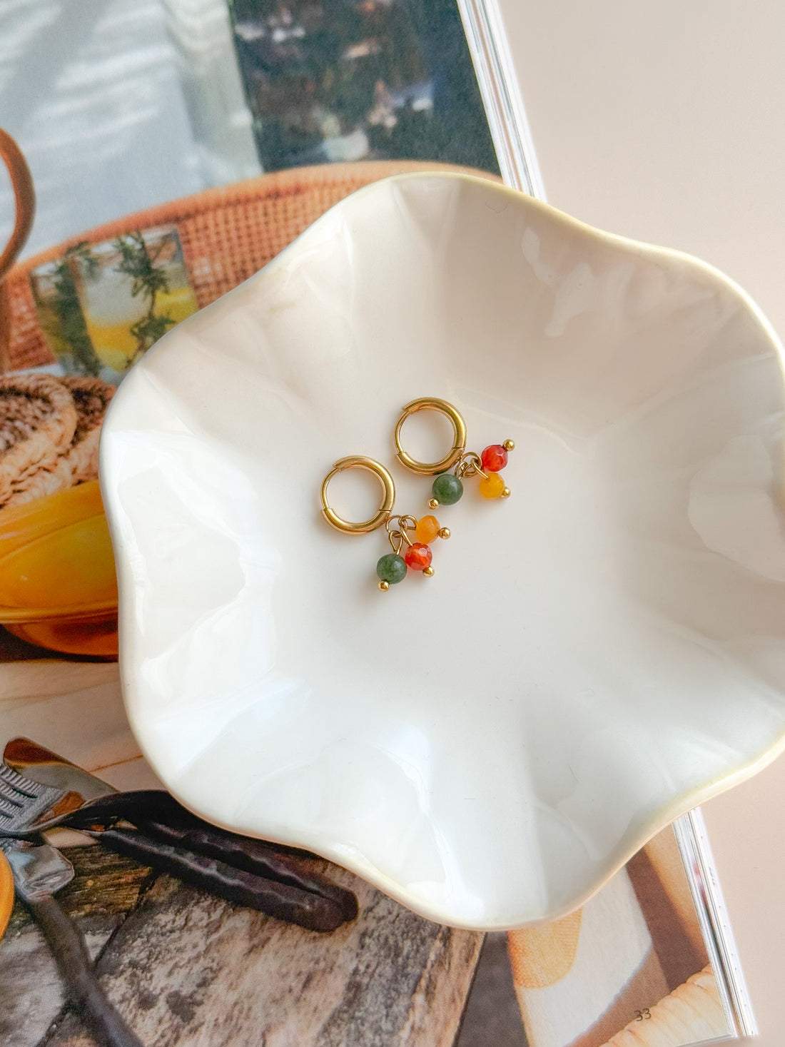 Boucles ZOÉ Quartz/Agate/Serpentine - Lâcher-prise, passage à l'action et confiance en soi