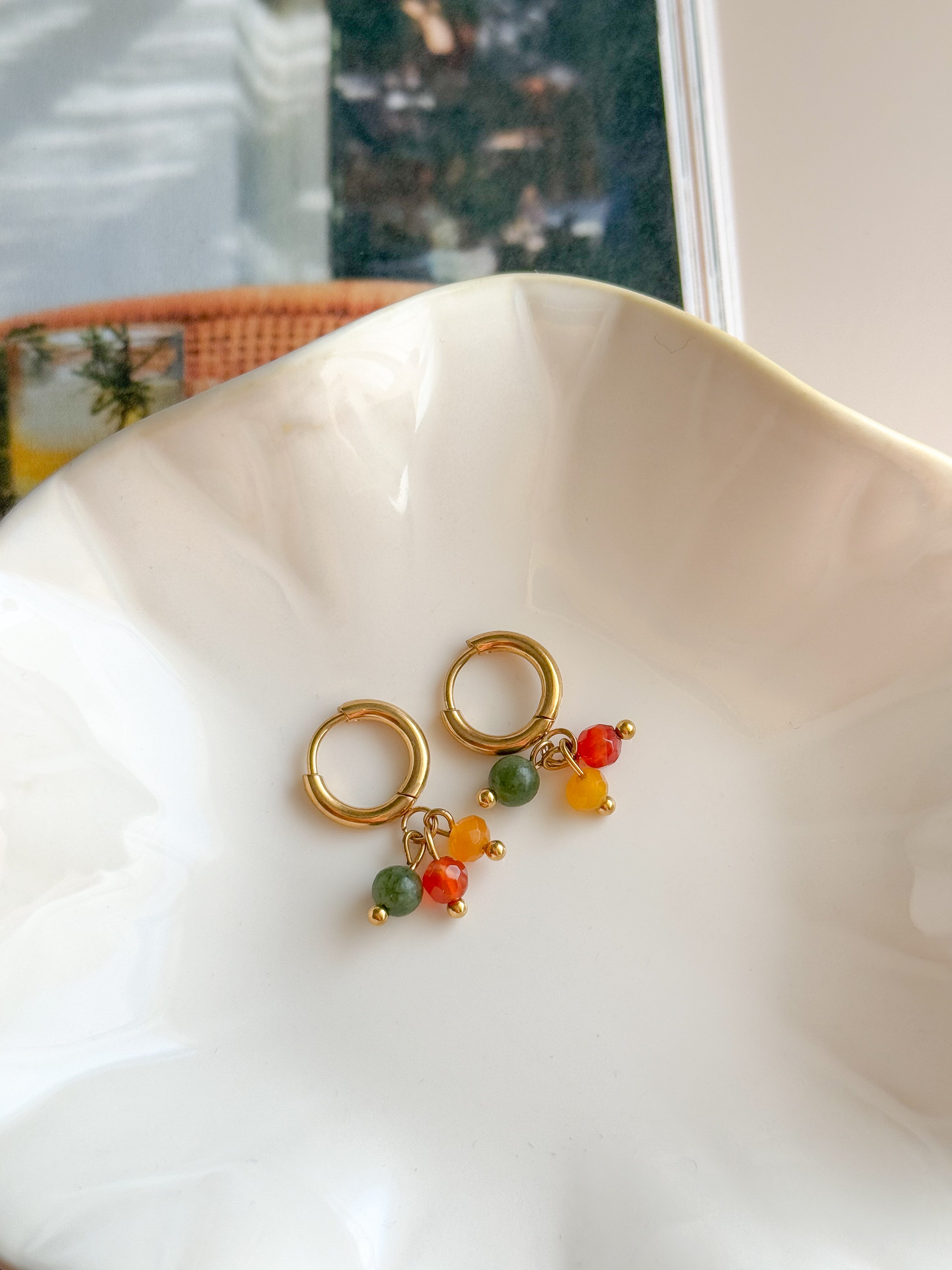 Boucles ZOÉ Quartz/Agate/Serpentine - Lâcher-prise, passage à l'action et confiance en soi