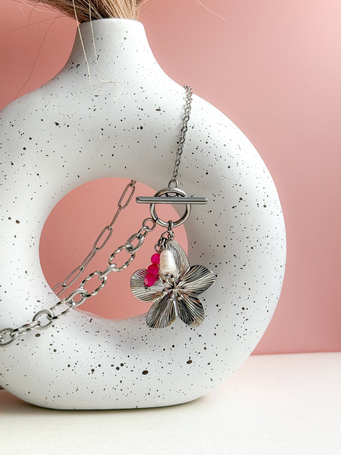 Collier FLORA Agate rose - Amour de soi, ouverture du coeur, apaisement des blessures émotionnelles