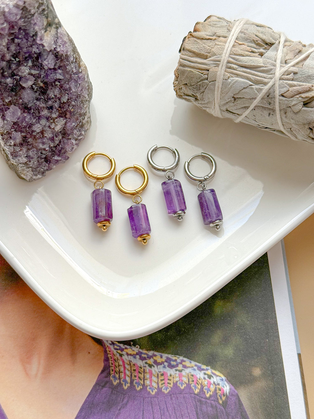 Boucles AURÉLIA Améthyste - Protection, apaisement émotionnel, alignement intérieur