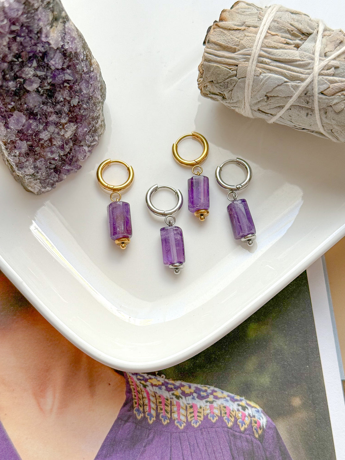 Boucles AURÉLIA Améthyste - Protection, apaisement émotionnel, alignement intérieur