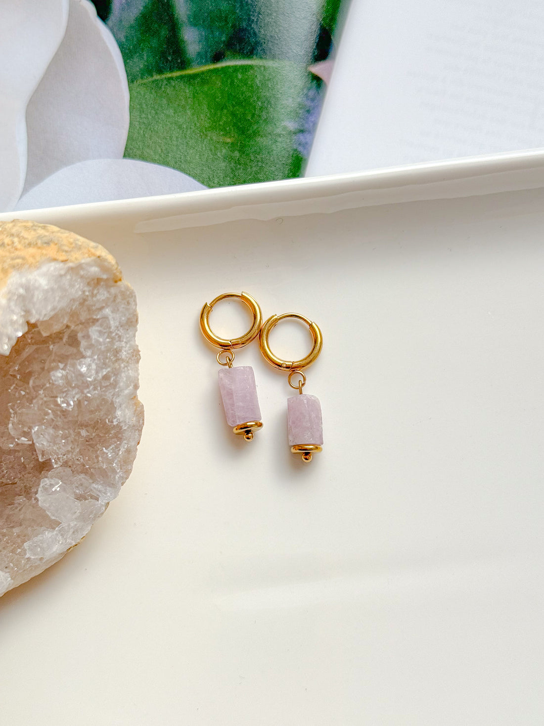 Boucles AURÉLIA Kunzite - Équilibre émotionnel, amour de soi, lâcher-prise