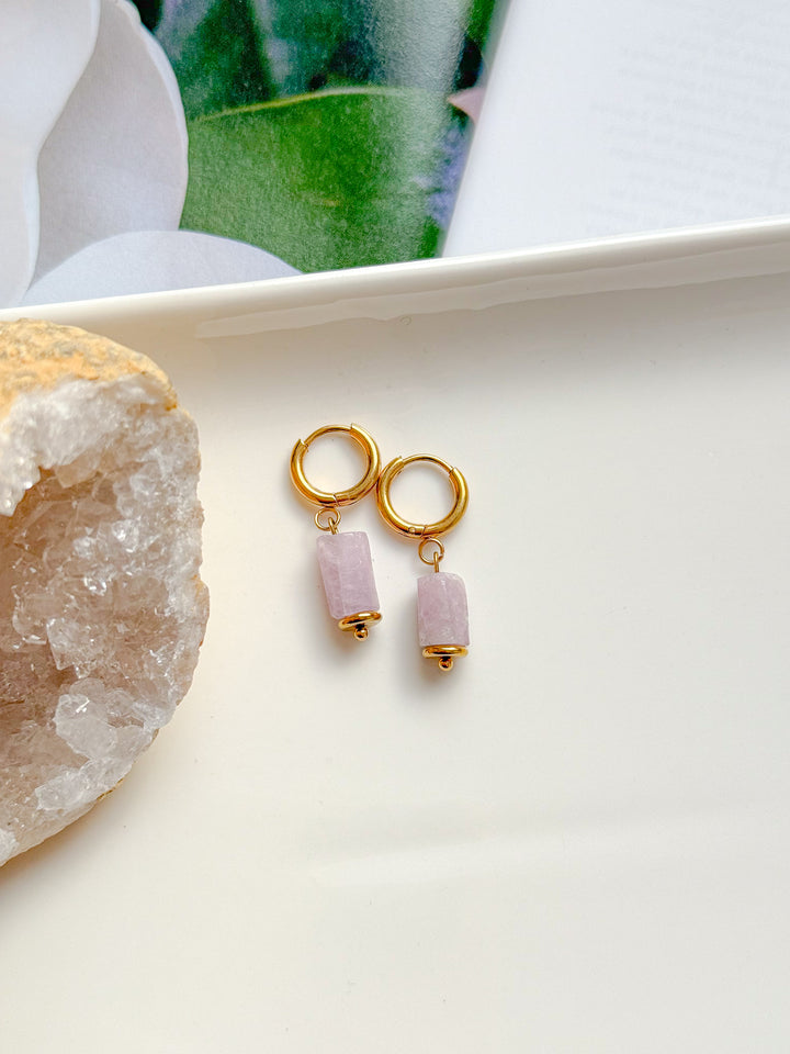 Boucles AURÉLIA Kunzite - Équilibre émotionnel, amour de soi, lâcher-prise