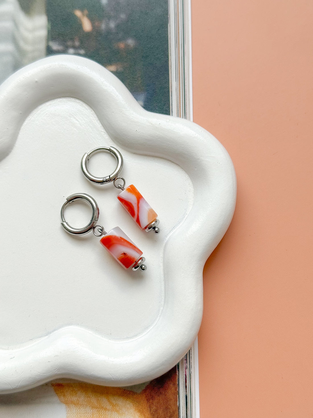 Boucles AURÉLIA Agate orange - Créativité, motivation, confiance en soi