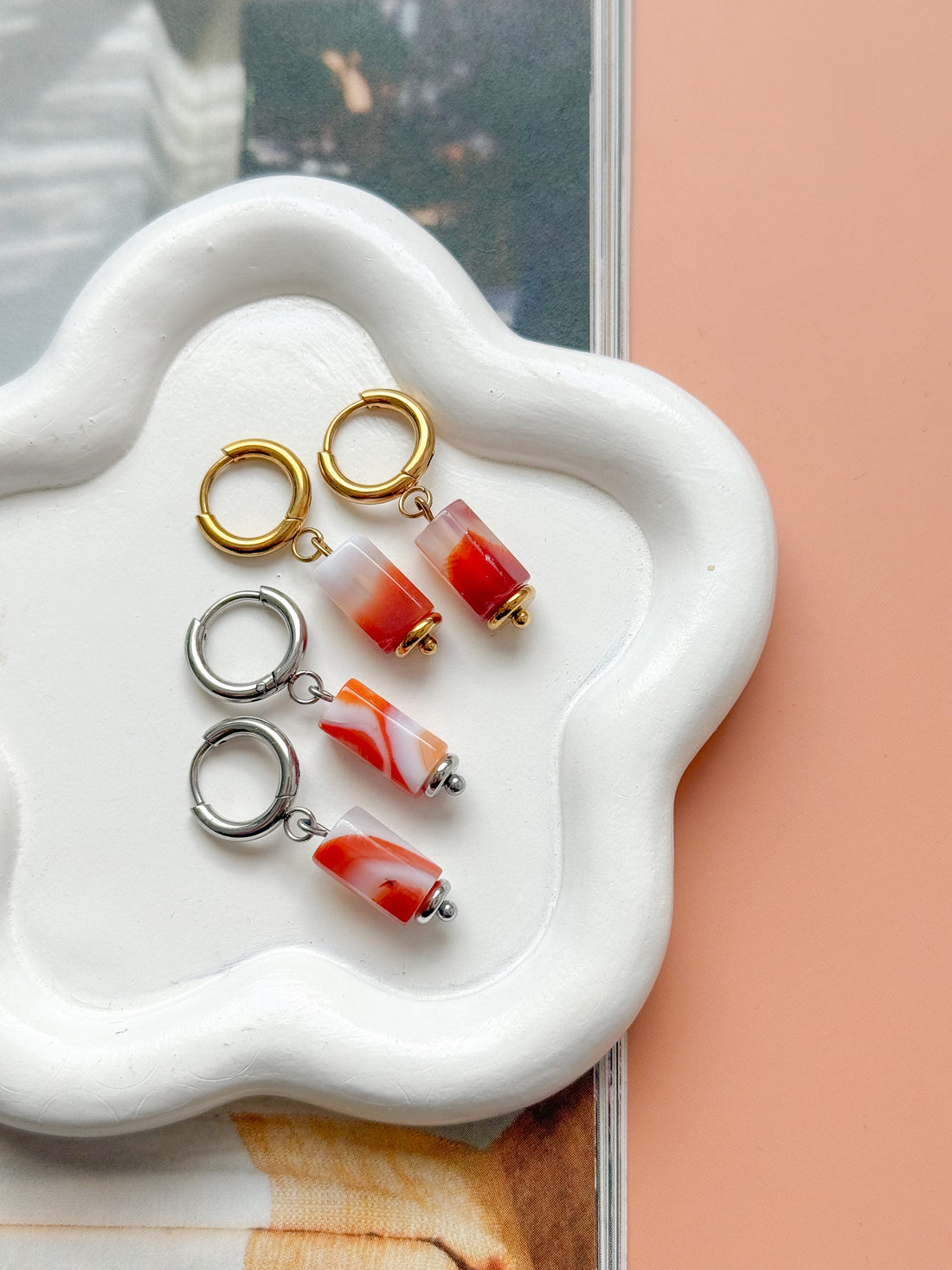 Boucles AURÉLIA Agate orange - Créativité, motivation, confiance en soi