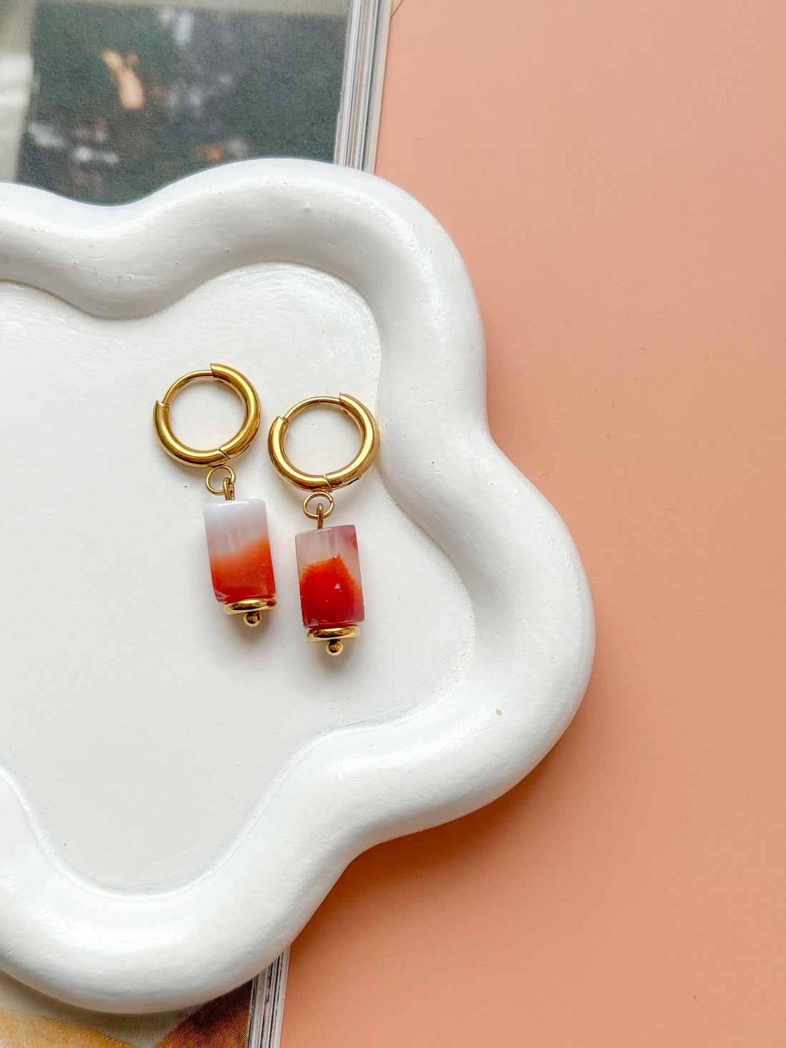 Boucles AURÉLIA Agate orange - Créativité, motivation, confiance en soi