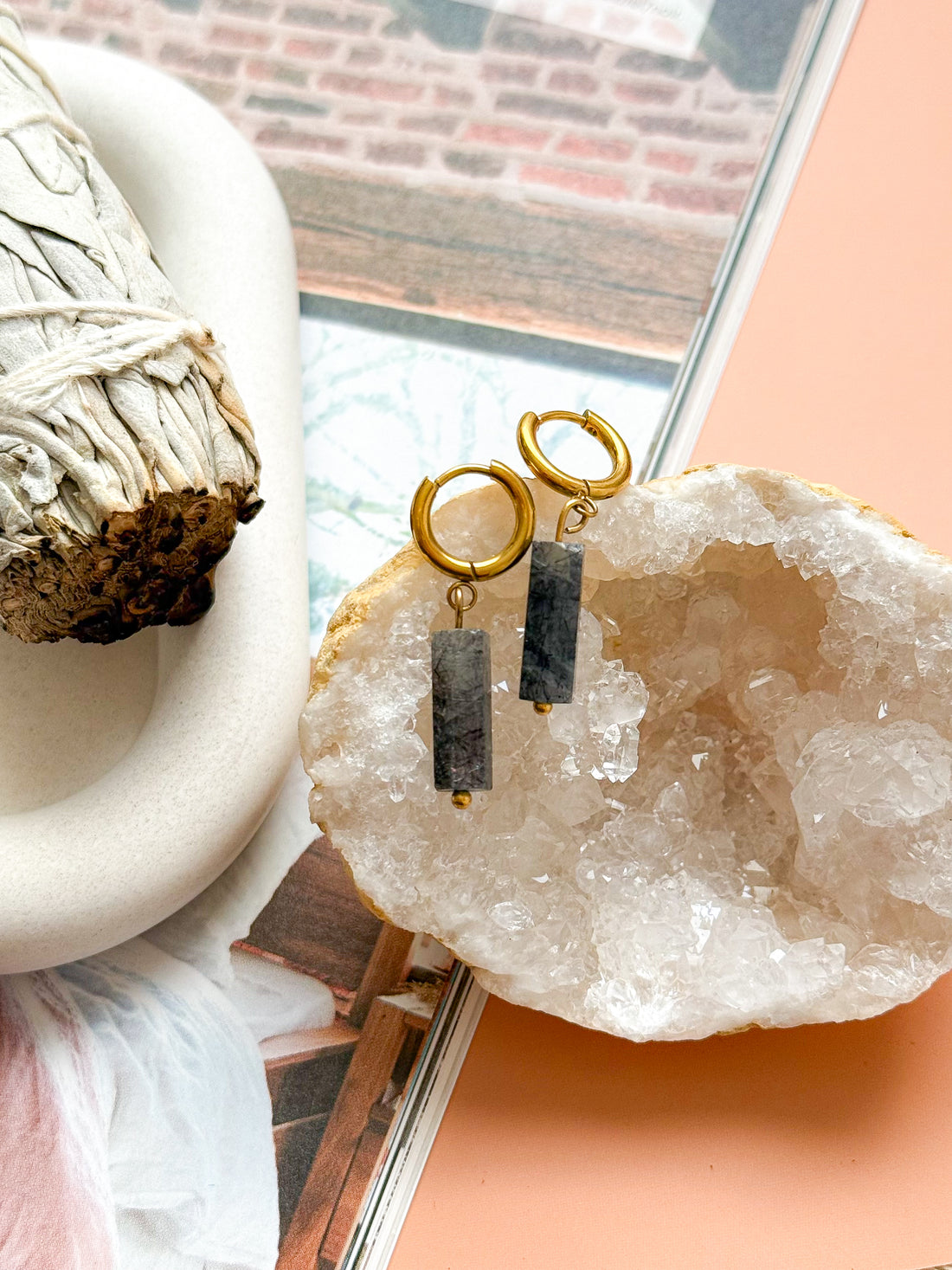 AURÉLIA Earrings - Rutile Quartz - Gold