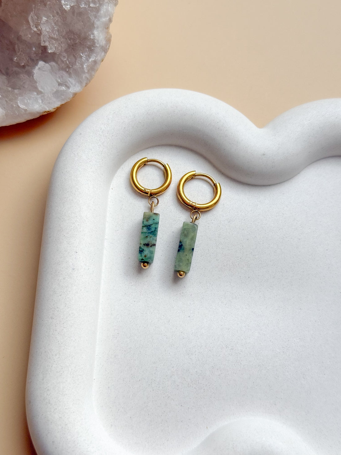 Boucles AURÉLIA Turquoise Africaine - Apaisement émotionnel, protection énergétique