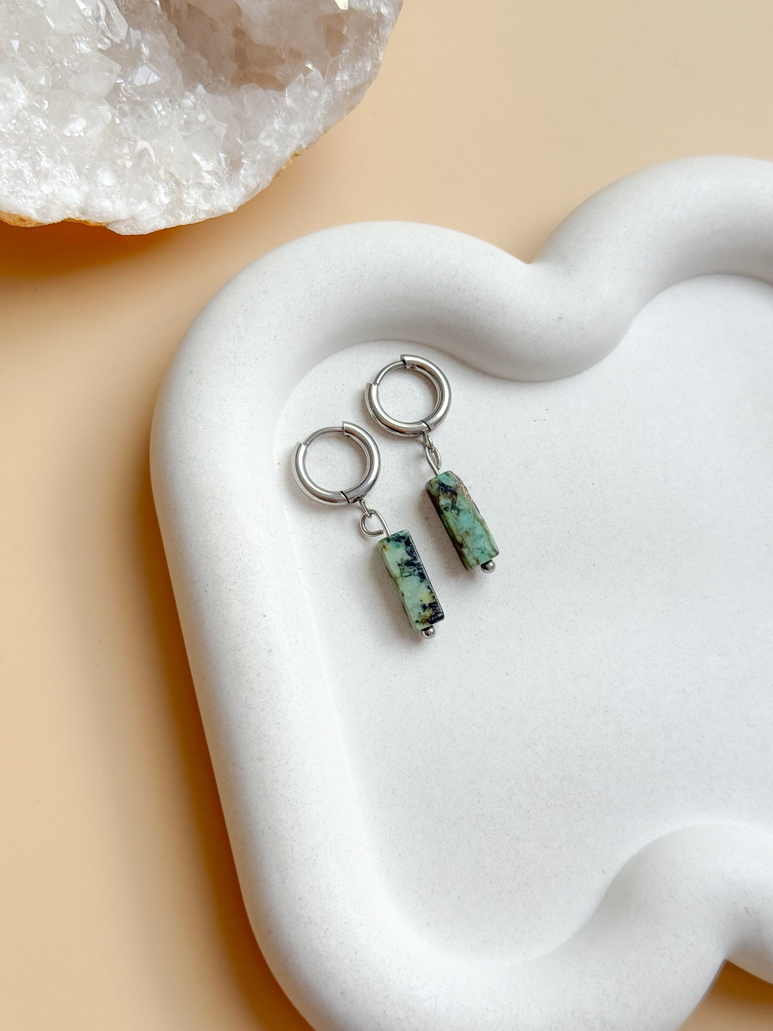 Boucles AURÉLIA Turquoise Africaine - Apaisement émotionnel, protection énergétique