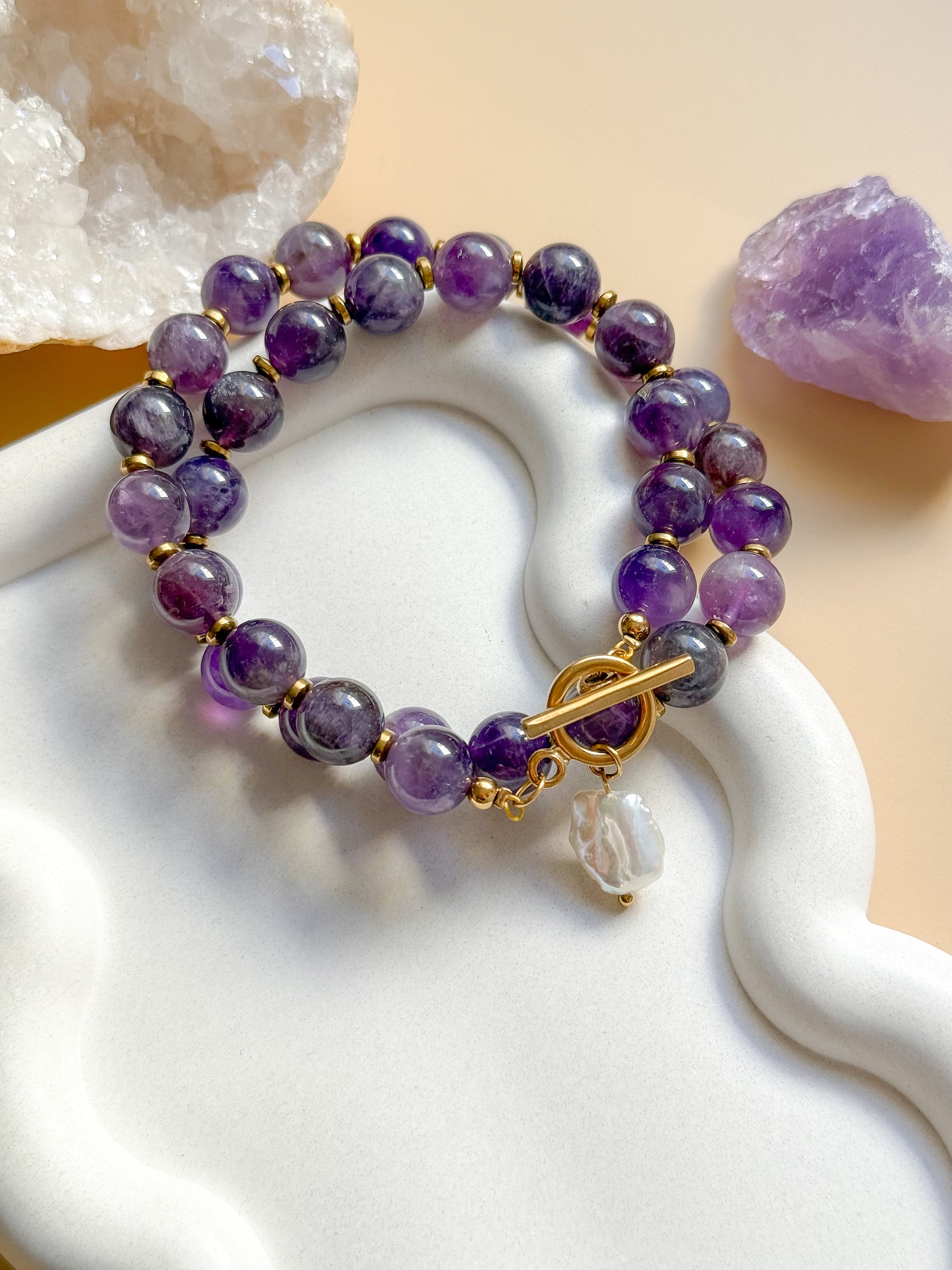 Collier DAHLIA Améthyste - Protection, apaisement émotionnel, clarté mentale