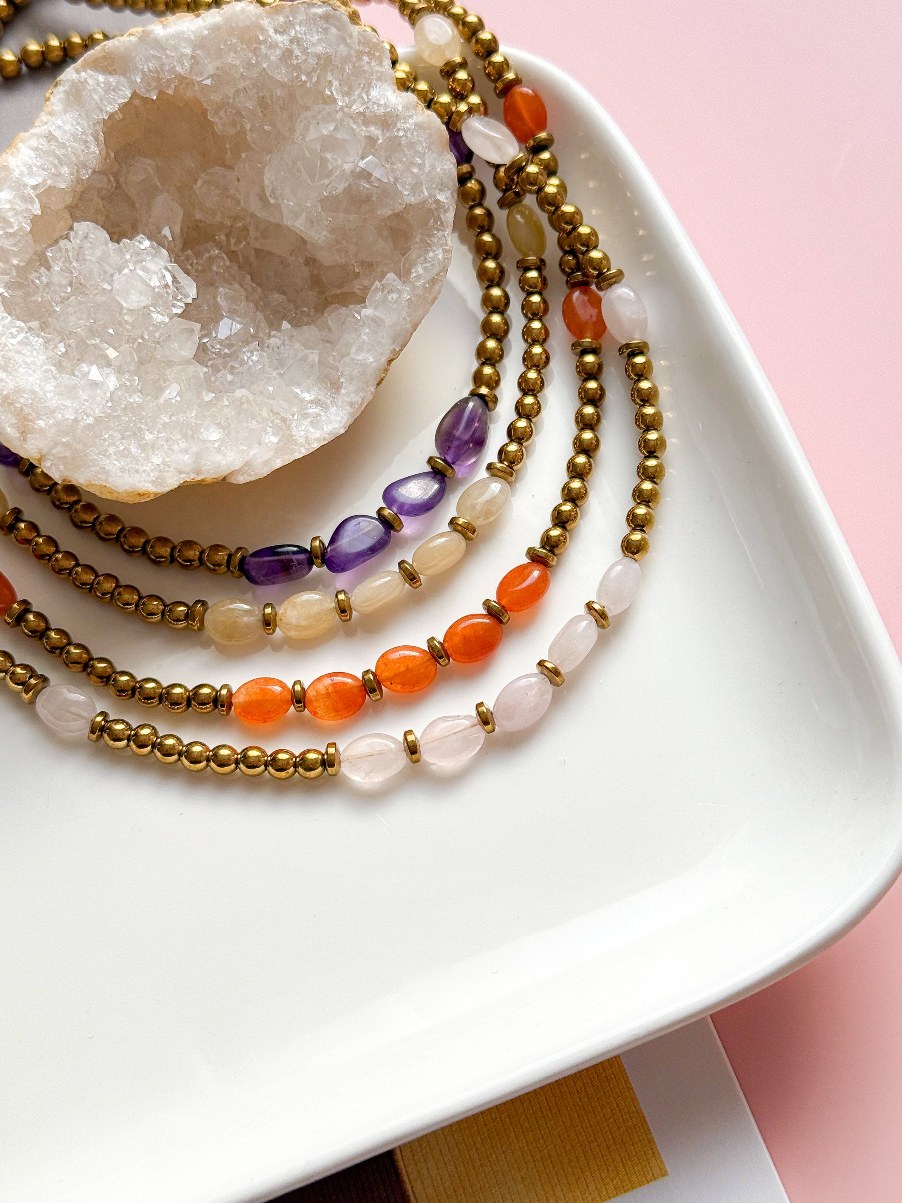 Collier AZALÉE Quartz rose - Ouverture du coeur, confiance en soi, libération