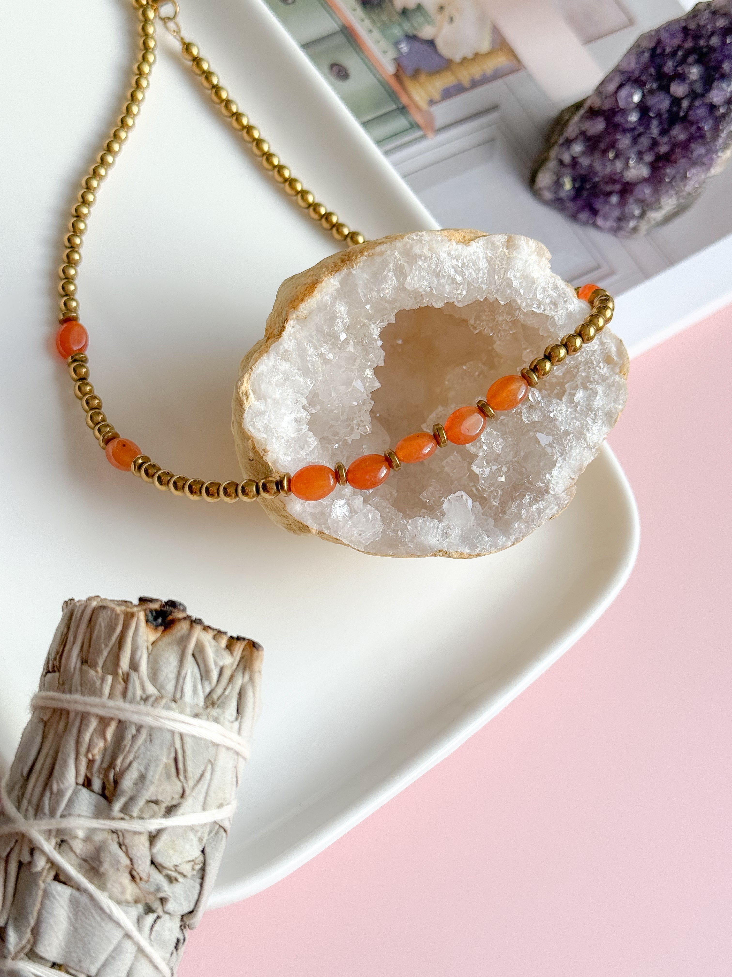 Collier AZALÉE Aventurine orange - Motivation, créativité, passage à l'action