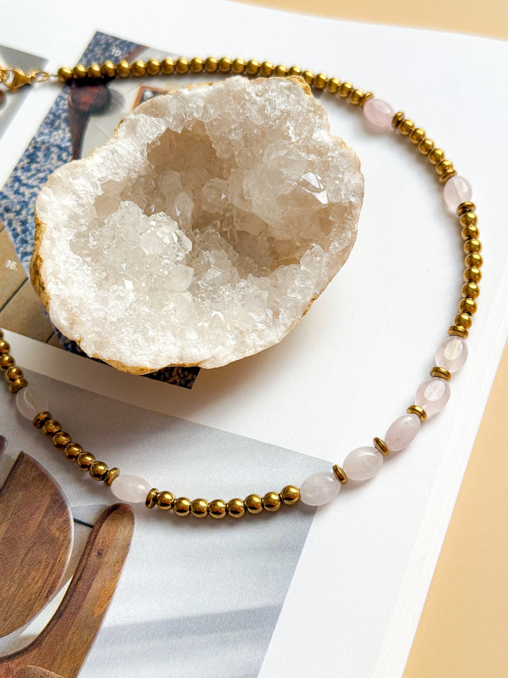 Collier AZALÉE Quartz rose - Ouverture du coeur, confiance en soi, libération