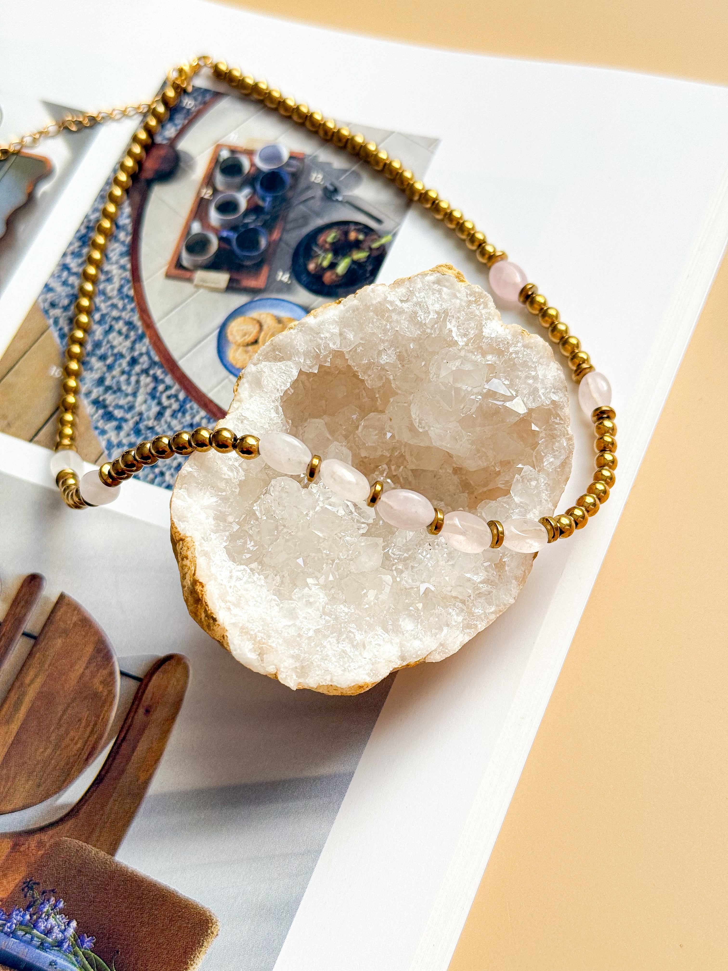 Collier AZALÉE Quartz rose - Ouverture du coeur, confiance en soi, libération