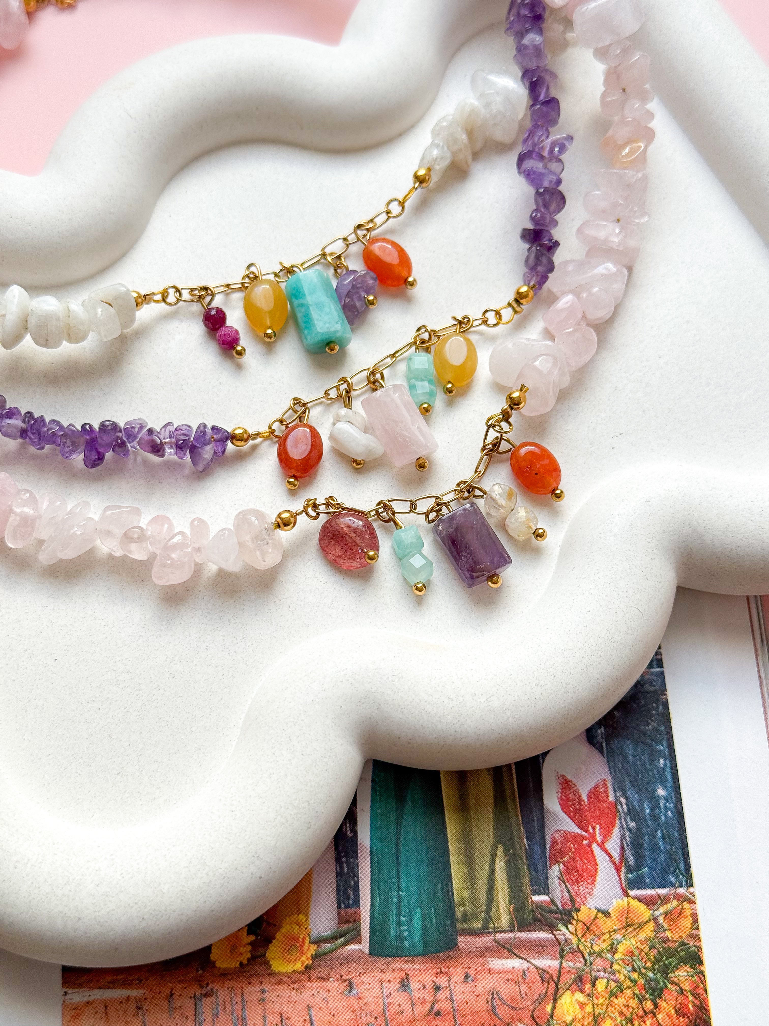 Collier MAGNOLIA base Améthyste - Sérénité, Équilibre émotionnel, Confiance, Protection