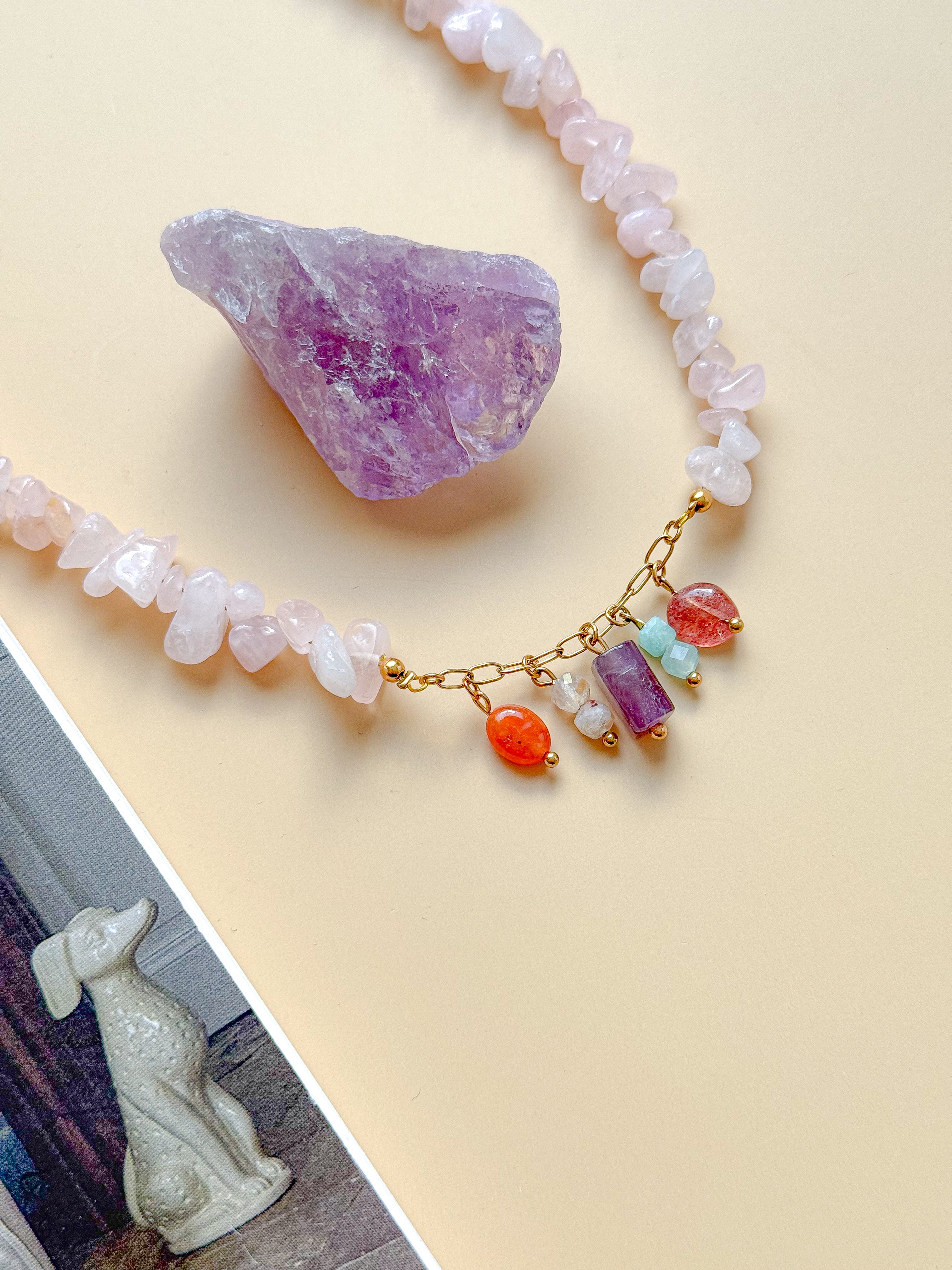 Collier MAGNOLIA base Quartz rose - Amour de soi, Joie intérieure, Confiance en soi
