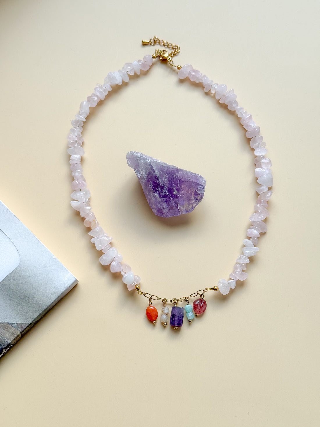 Collier MAGNOLIA base Quartz rose - Amour de soi, Joie intérieure, Confiance en soi