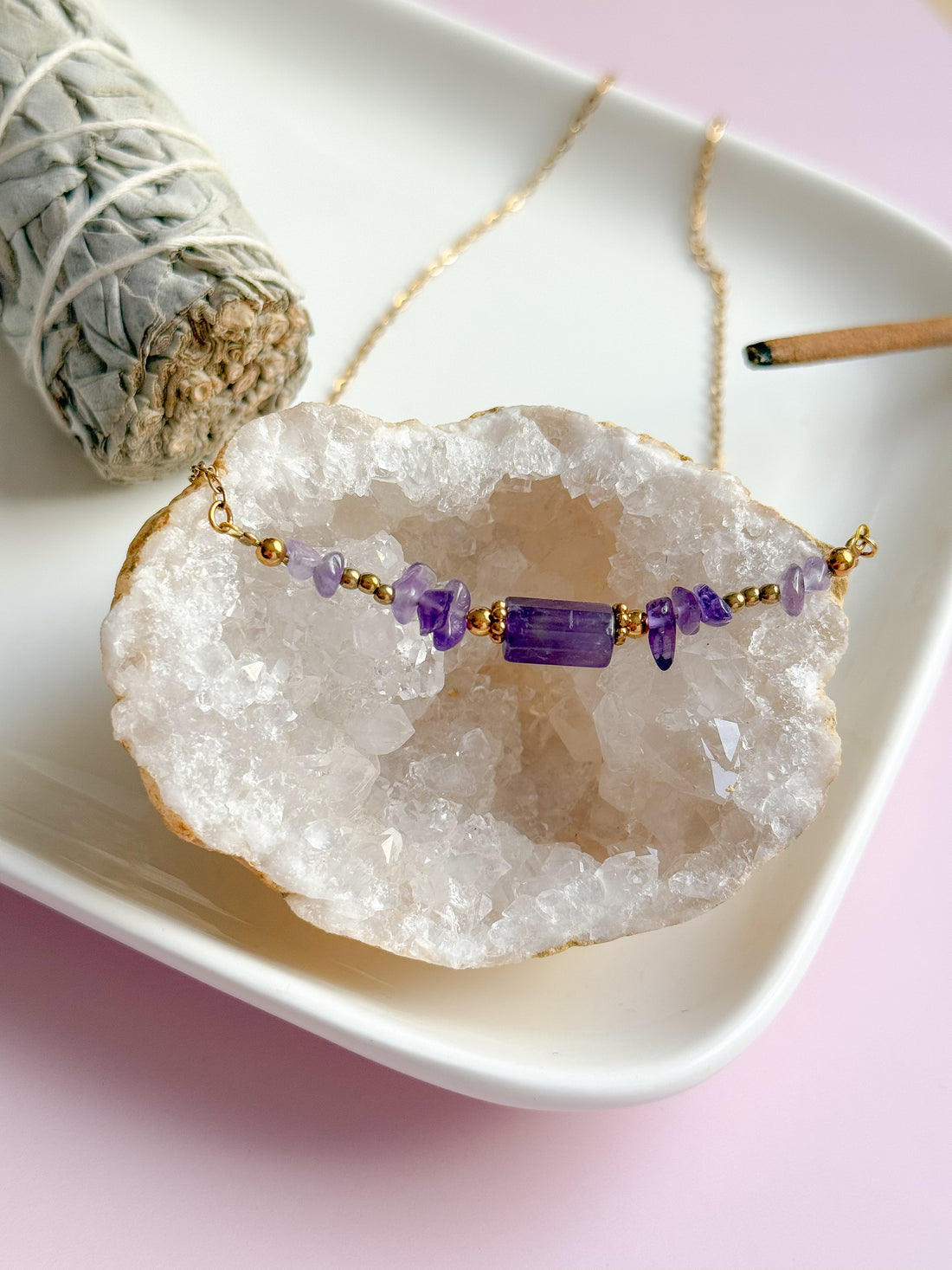 Collier LYS Améthyste - Clarté d'esprit, Protection, Lâcher-prise, Apaisement