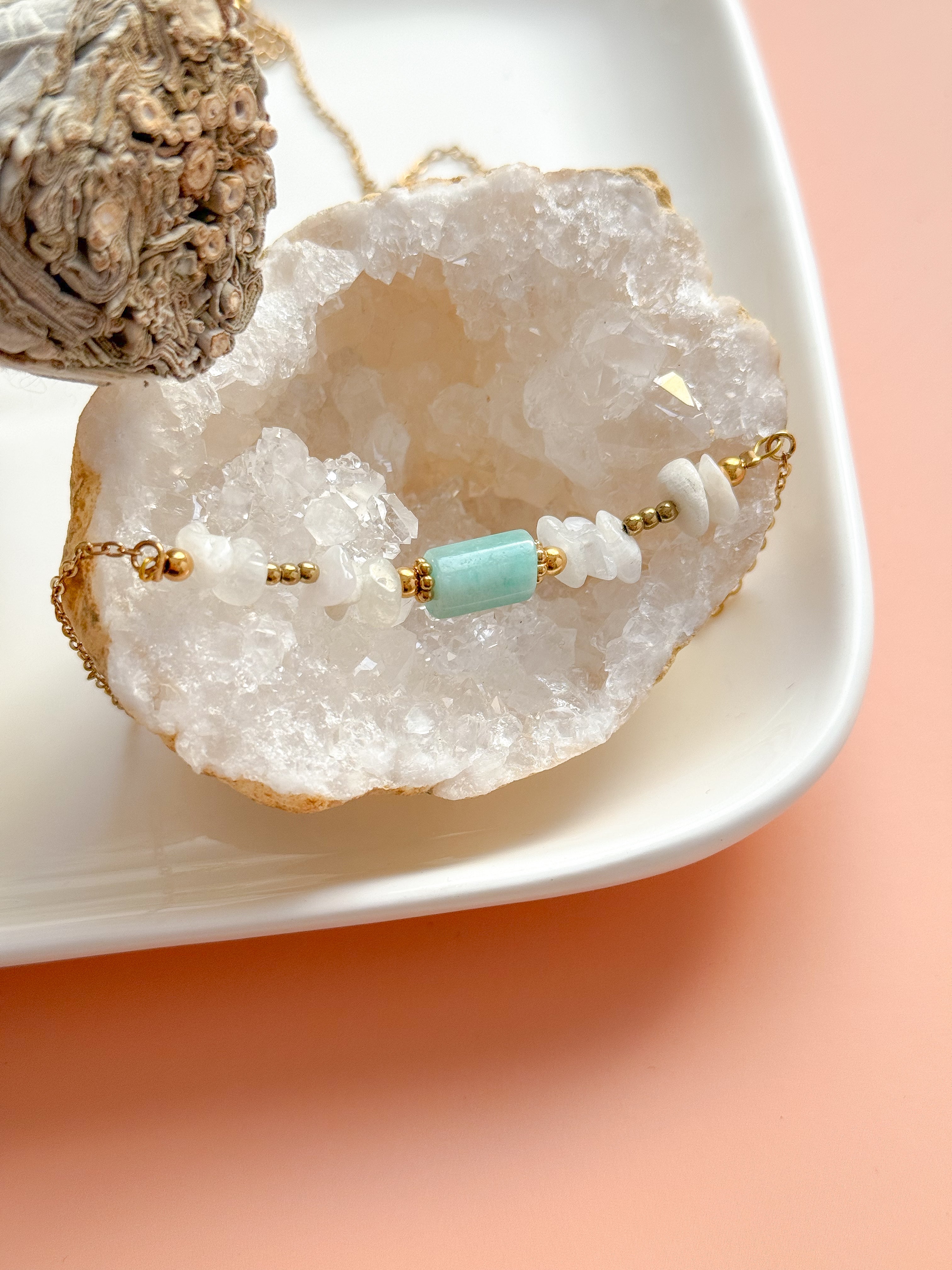 Collier Lys Pierre de Lune & Amazonite - Équilibre émotionnel, intuition, harmonie intérieure