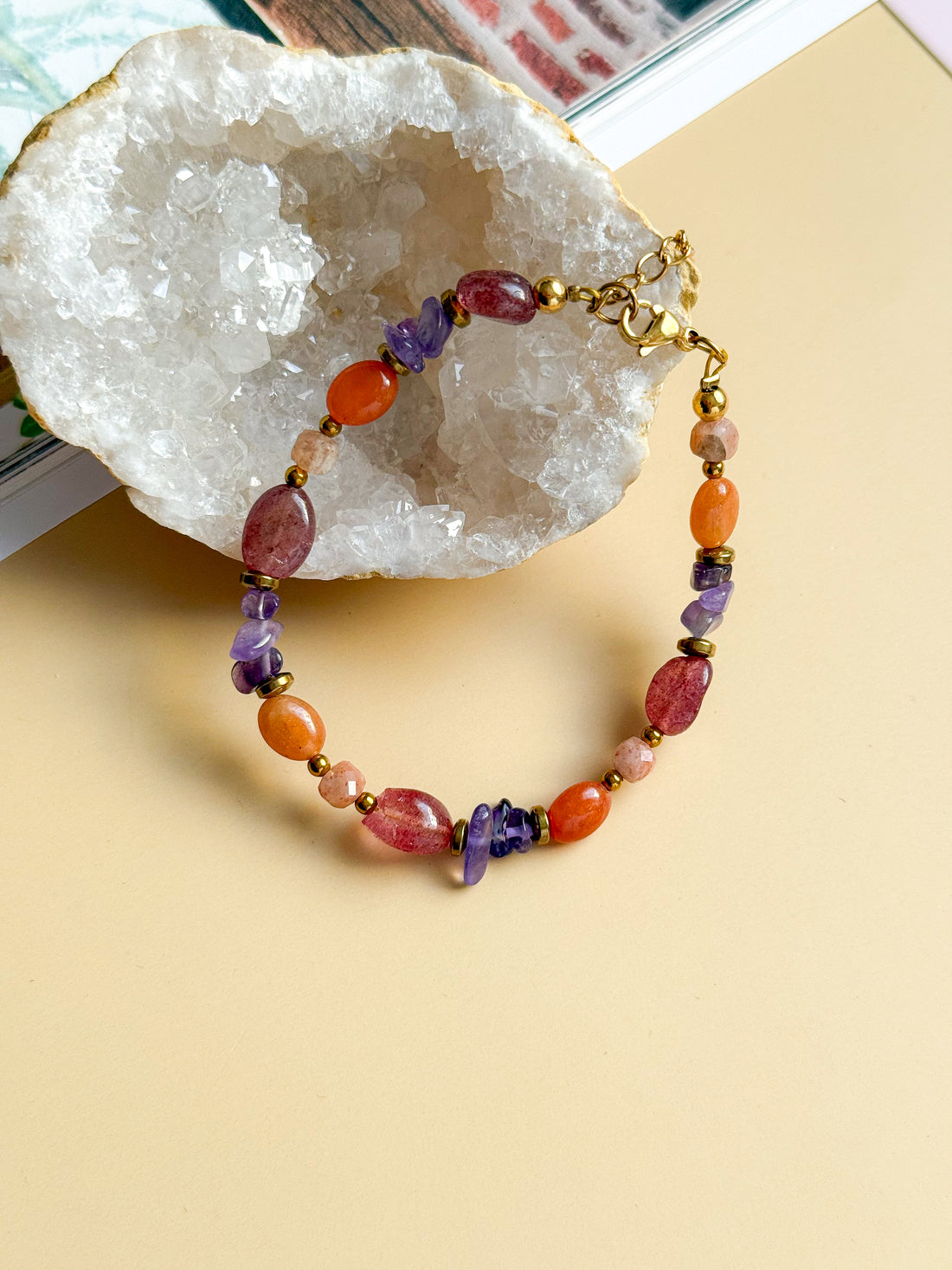 Bracelet JACINTHE mix de pierres - Ouverture du coeur, confiance en soi, équilibre, joie